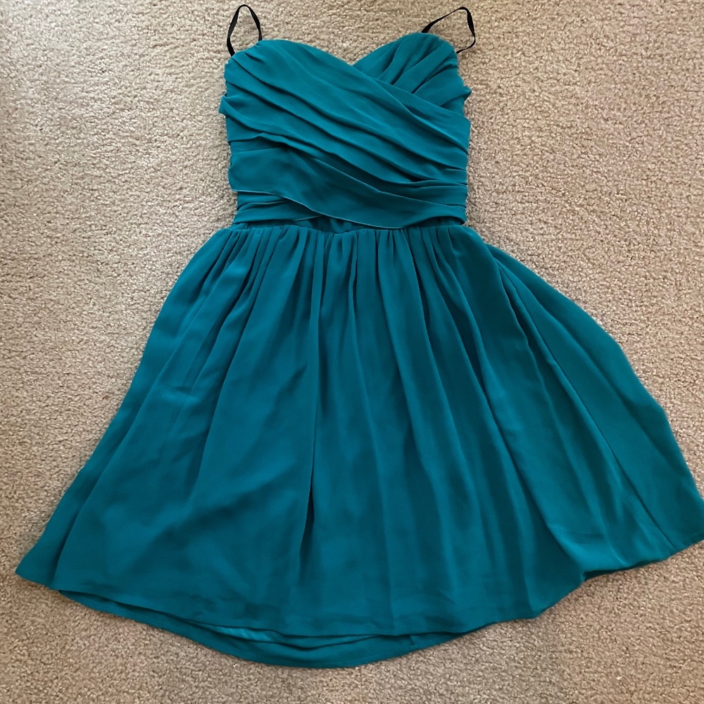 A.Byer teal mini home coming/party strapless dress size 5